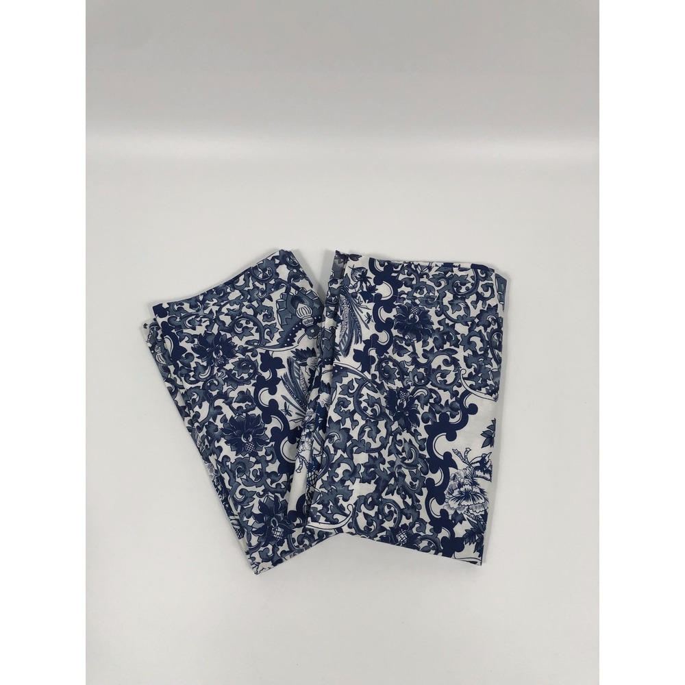 Ralph Lauren Set of 2 Porcelain Blue Tamarind Chinoiserie Pillow Shams 23"x27"